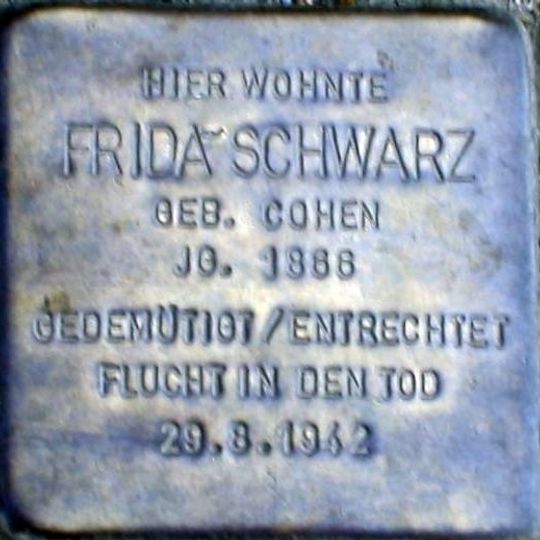 Stolperstein en memoria de Frida Schwarz geb. Cohen