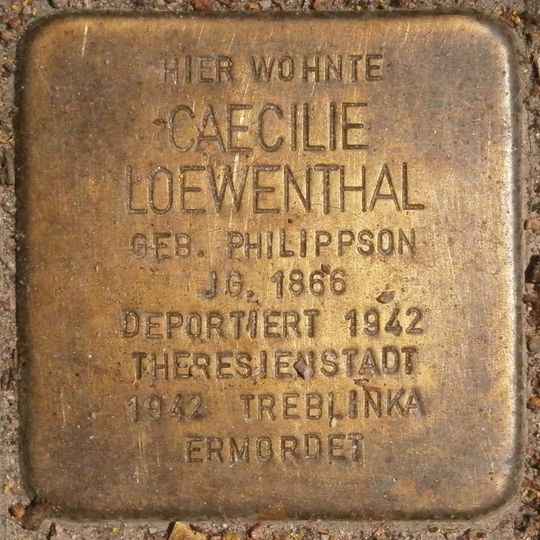 Stolperstein dedicated to Caecilie Loewenthal