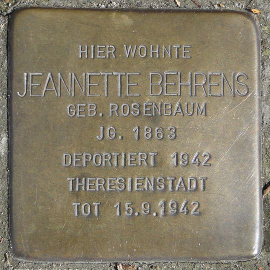 Stolperstein dedicated to Jeannette Behrens