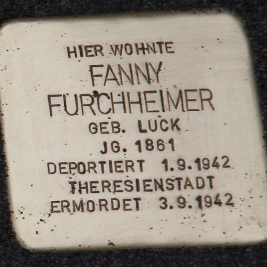 Stolperstein dedicated to Fanny Furchheimer