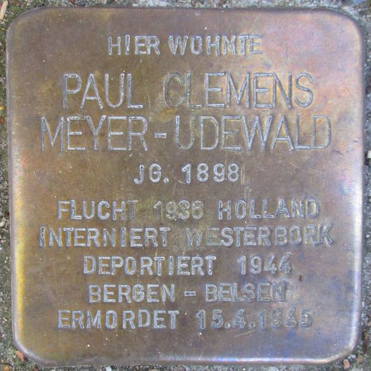 Stolperstein dedicated to Paul Clemens Meyer-Udewald