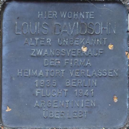 Stolperstein dedicated to Louis Davidsohn
