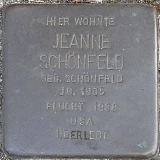 Stolperstein en memoria de Jeanne Schönfeld