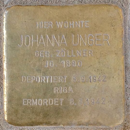 Stolperstein à la mémoire de Johanna Unger