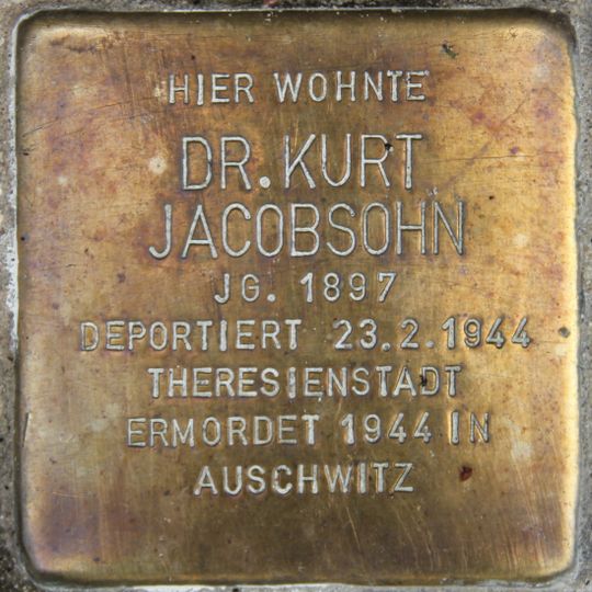 Stolperstein dedicated to Dr. Kurt Jacobsohn