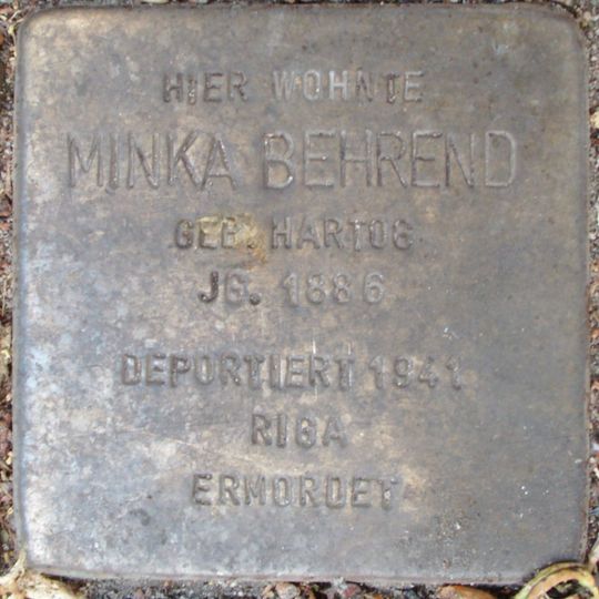 Stolperstein dedicated to Minka Behrend