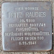 Stolperstein dedicated to Fritz Raudies