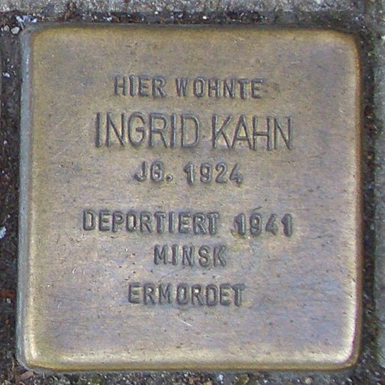 Stolperstein dedicated to Ingrid Kahn
