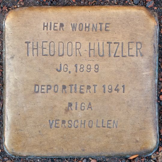 Stolperstein dedicated to Theodor Hutzler
