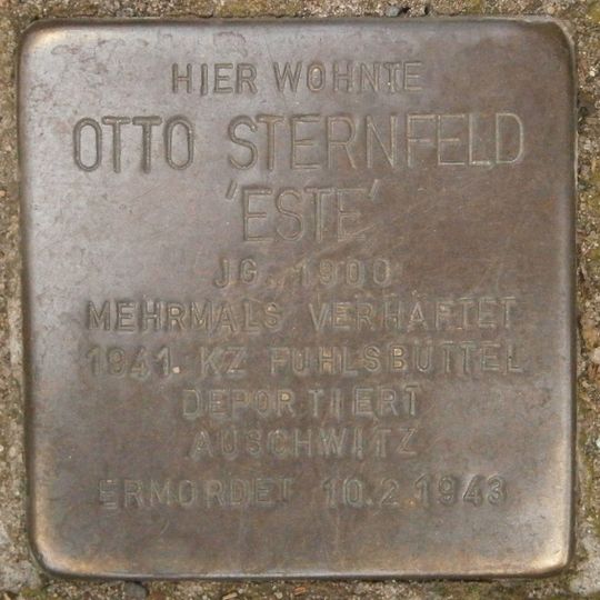 Stolperstein dedicated to Otto ‚Este‘ Sternfeld