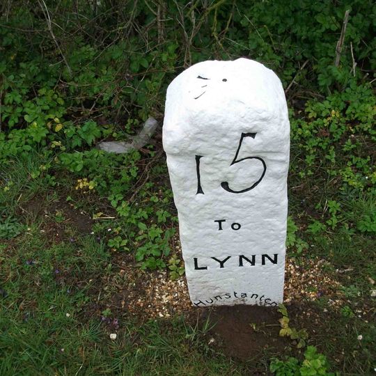 Milestone, entrance to Hunstanton Commercial Park, Kings Lynn Rd