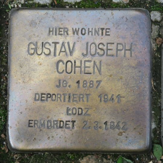 Stolperstein en memoria de Gustav Joseph Cohen