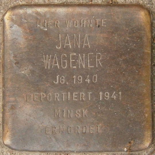 Stolperstein dedicated to Jana Wagener