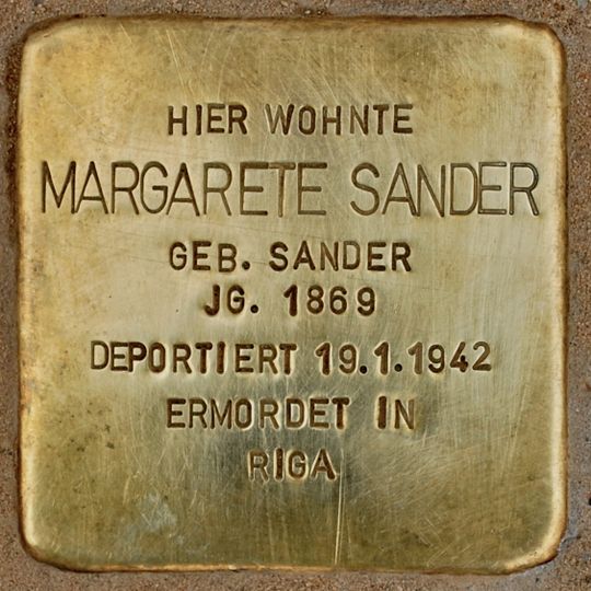 Stolperstein dedicated to Margarete Sander