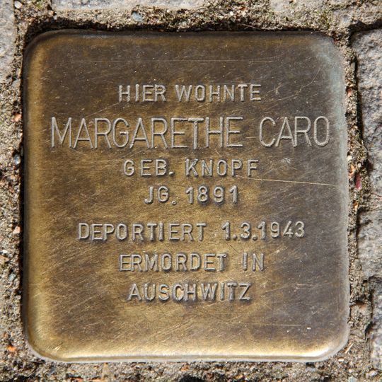 Stolperstein dedicated to Margarethe Caro