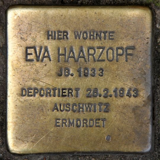 Stolperstein dedicated to Eva Haarzopf