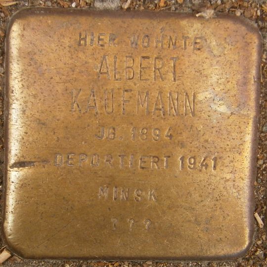 Stolperstein dedicated to Albert Kaufmann