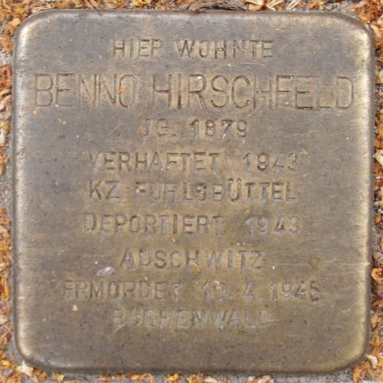 Stolperstein dedicated to Benno Hirschfeld