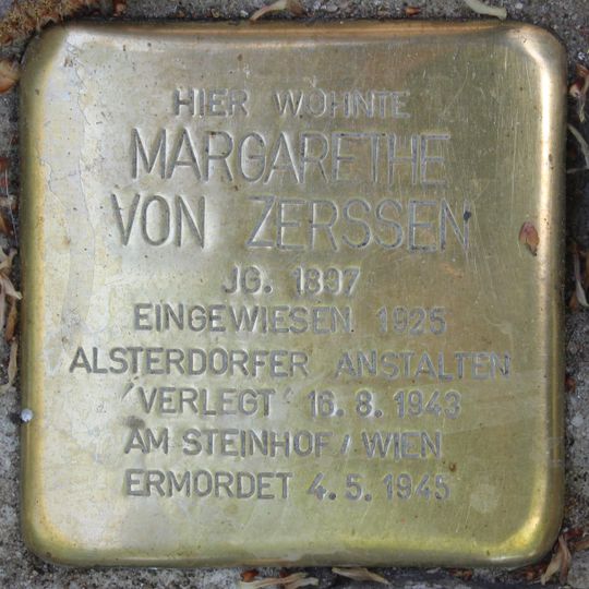 Stolperstein en memoria de Margarethe von Zerssen