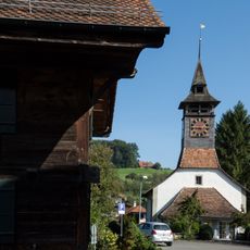 Reformed church with clergy house and barn