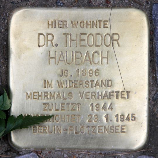Stolperstein dedicated to Theodor Haubach