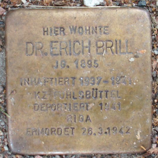 Stolperstein dedicated to Erich Brill
