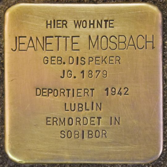 Stolperstein en memoria de Jeanette Mosbach geb. Dispeker