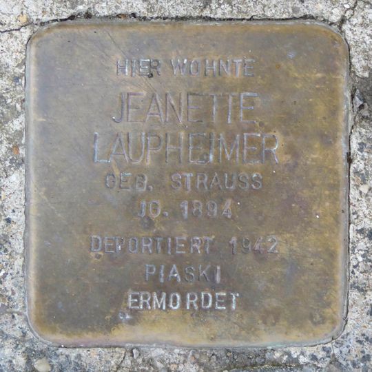 Stolperstein en memoria de Jeanette Laupheimer