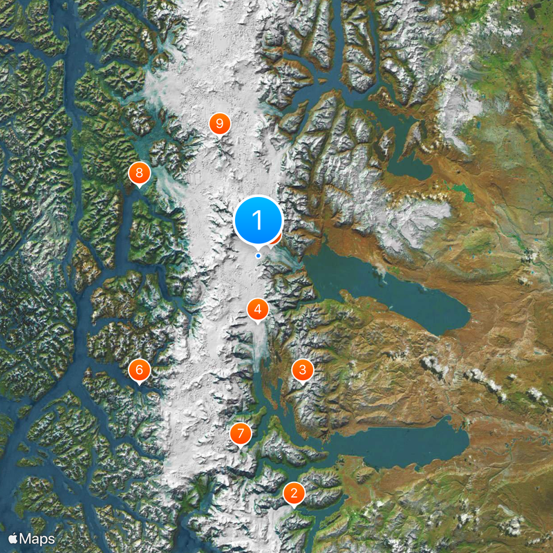 Southern Patagonian Ice Field Map