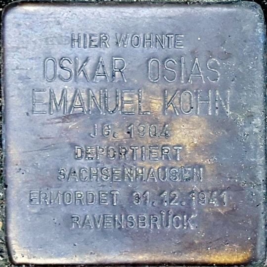 Stolperstein à la mémoire d’Oskar Osias Emanuel Kohn