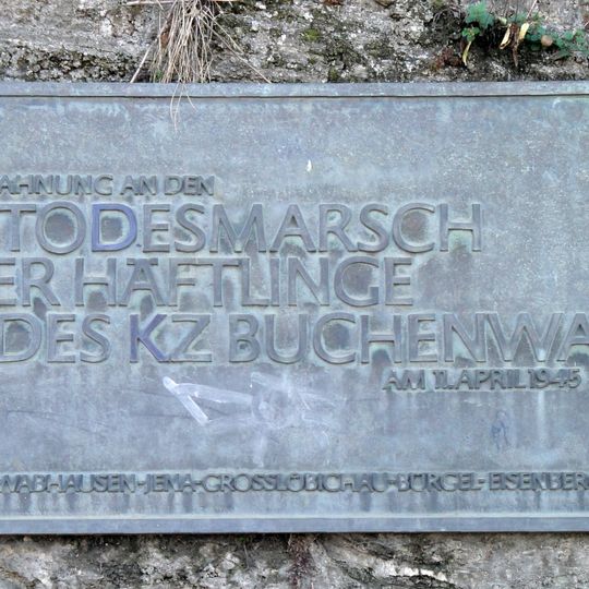 Commemorative plaque for the victims of the death march of Buchenwald concentration camp