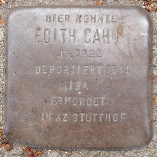 Stolperstein dedicated to Edith Cahn