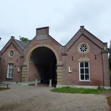 Gate building, in eclectic style built as monumental entrance with porter's lodge