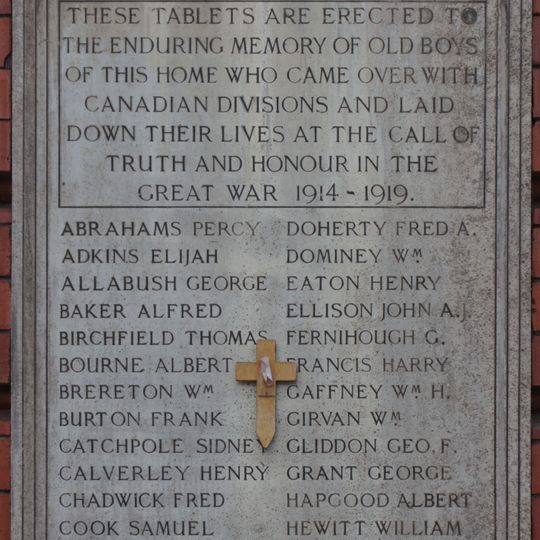 War memorial, Liverpool Sheltering Home