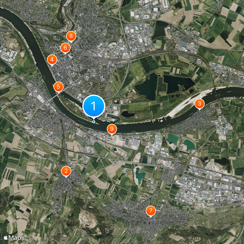 Caesar's Rhine bridges Map