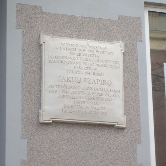 Tablica upamiętniająca Jakuba Szapiro