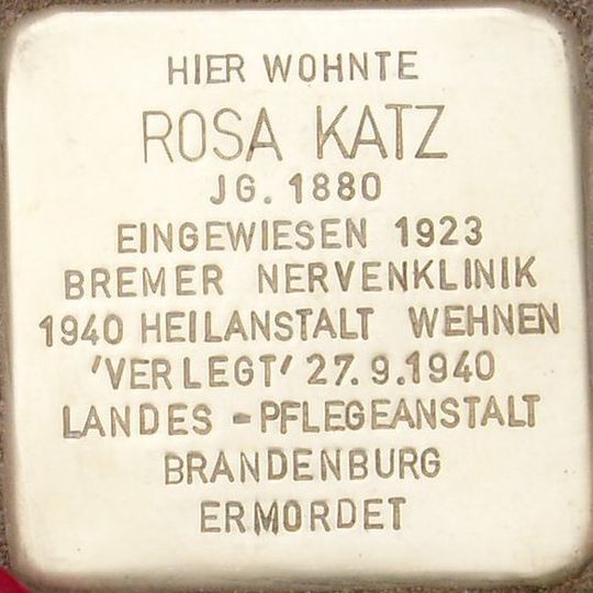 Stolperstein dedicated to Rosa Katz