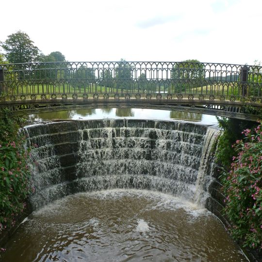 Weir, Stone Basin And Footbridge At Lake Outlet, Ripley Castle