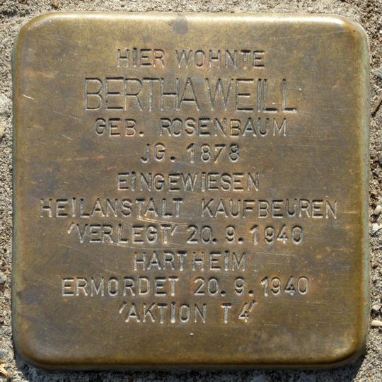Stolperstein en memoria de Bertha Weill