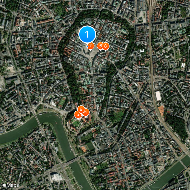 Historisches Zentrum von Krakau Karte