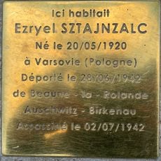 Stolperstein en memoria de Ezryel Sztajnzalc