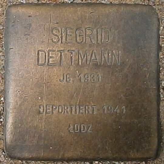Stolperstein en memoria de Siegrid Dettmann