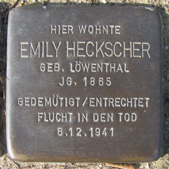 Stolperstein à la mémoire d’Emily Heckscher