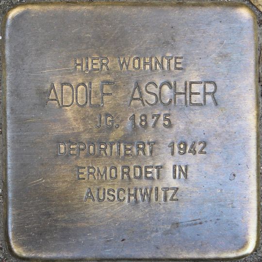 Stolperstein dedicated to Adolf Ascher
