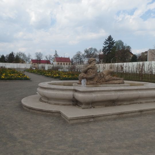 Neptune Fountain in Flower Garden