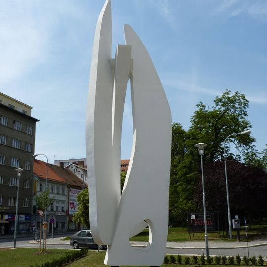 Sculpture of Olbram Zoubek in front of Hotel Continental