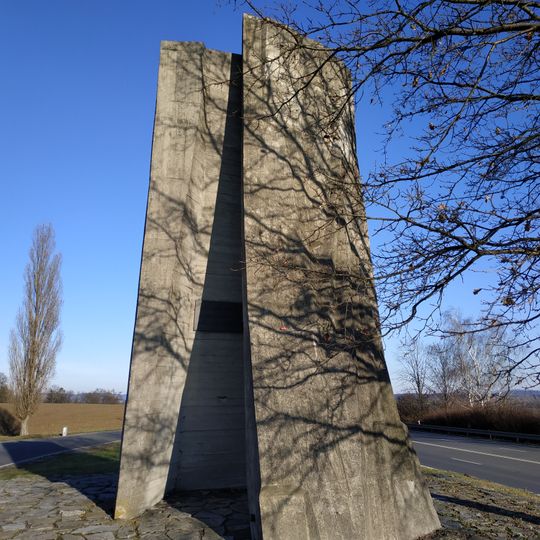 Sculpture of drainage divide Black-Baltic sea in Bělotín