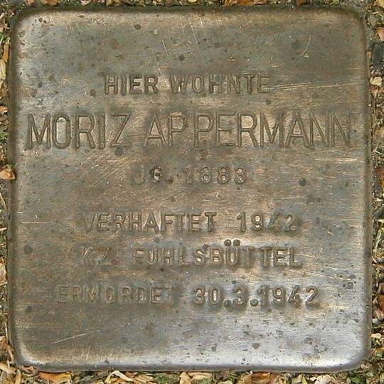 Stolperstein en memoria de Moriz Appermann