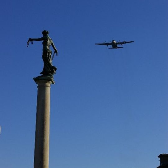 Newton Abbot War Memorial, Including The Surrounding Stepped Stone Base, And Railings