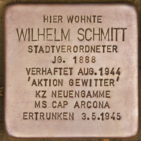 Stolperstein dedicated to Wilhelm Schmitt
